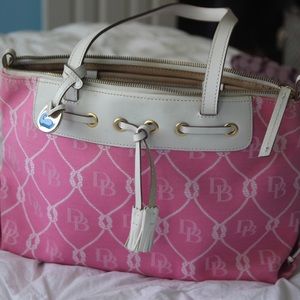 Pink and white D&B bag